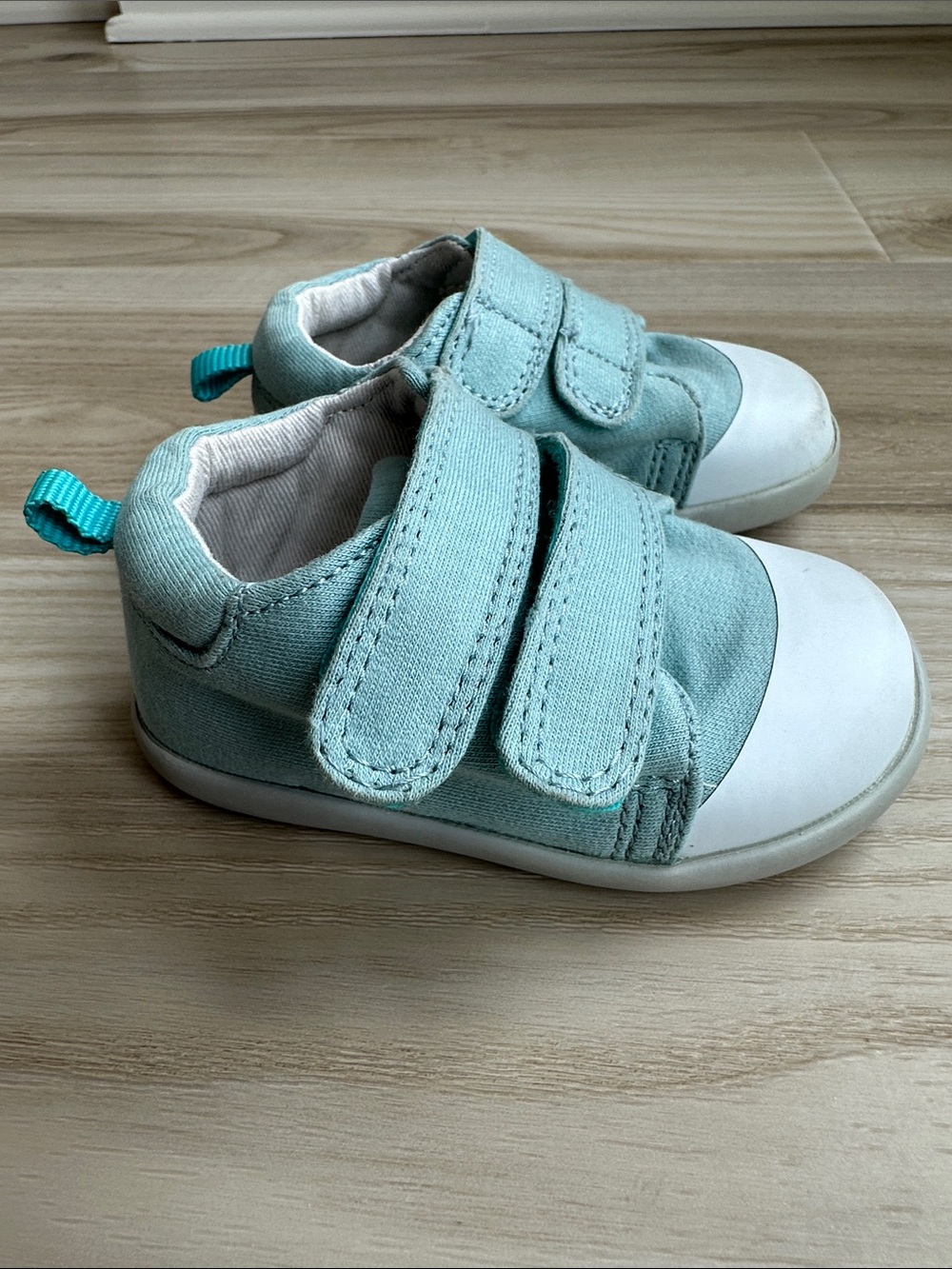 Ten Little Aqua Blue First Walkers Velcro Sneakers